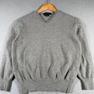 Giorgiolini Merino Wool V Neck Sweater Light Gray Size Large Made in Italy